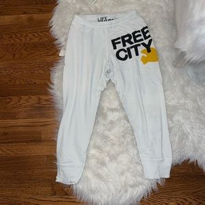 Cropped White Free City Sweatpants